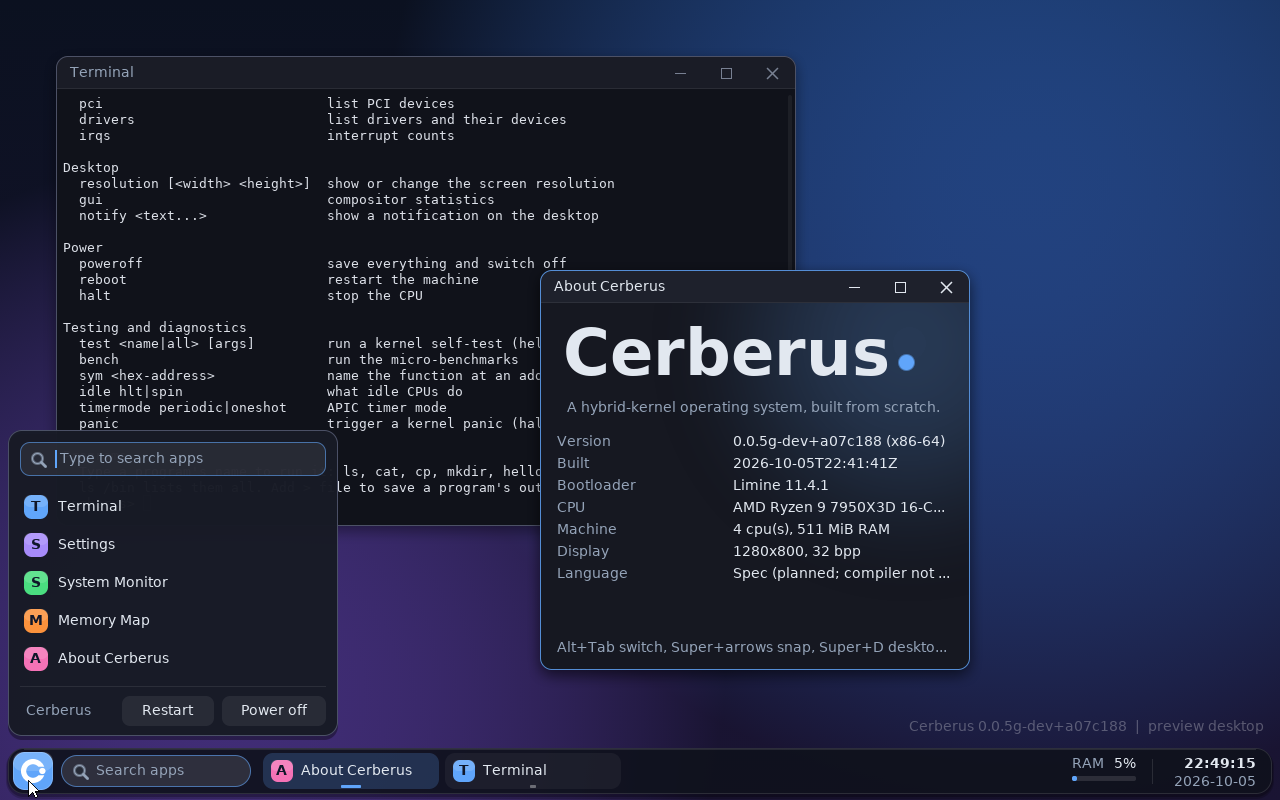 The launcher with app search and the floating taskbar